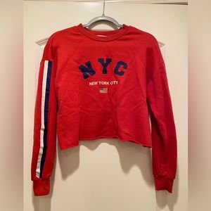 Forever 21 red crop sweatshirt w/NYC New York City (small)